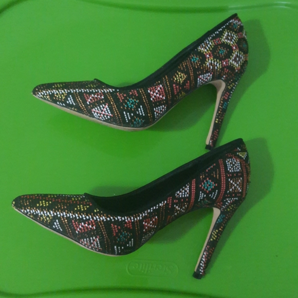 Mix No. 6 multicolor fabric heels - Picture 5 of 11